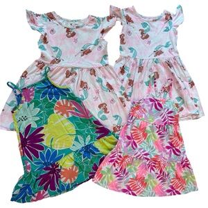 🌺 4 Pc Bundle Girls Dress Disney Ariel Jumping Beans Tropical Floral 4T 5T